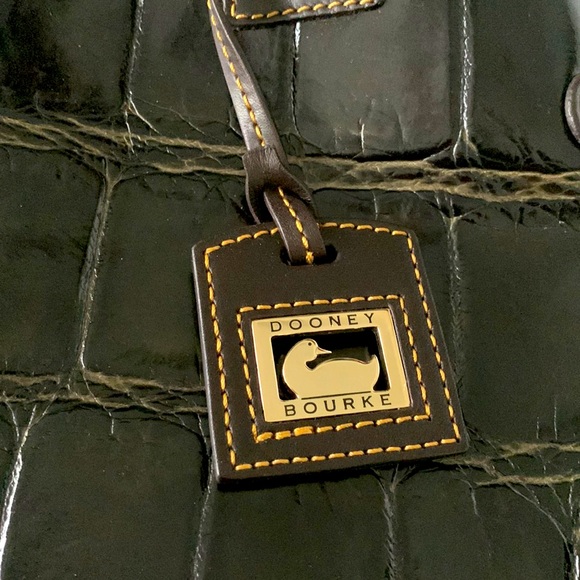 Dooney & Bourke Croco-Embossed Leather Double Strap Tassle Bag - Picture 7 of 14